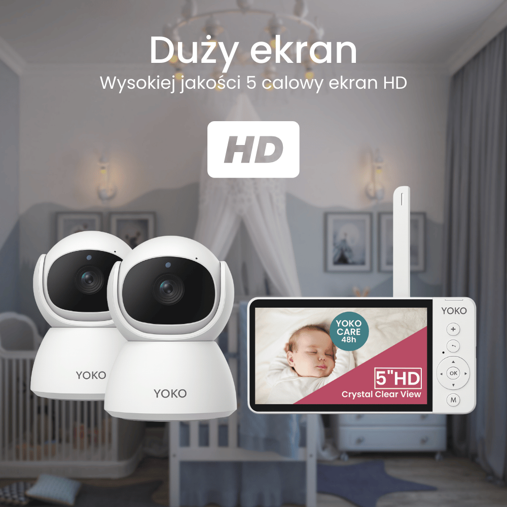 Elektroniczna niania YOKO X5™DUO  z dużym 5" ekranem HD i dwiema kamerami yokoduo3