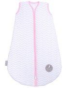 Śpiworek do spania dla niemowląt NATULINO® BABYCOMFORT | White Waves & Pink | 21-24°C | 2-warstwowy, nieocieplony