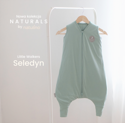 Śpiworek do spania z nogawkami | NATULINO® NATURALS LITTLE WALKERS | seledynowy |24-27°C | 1-warstwowy