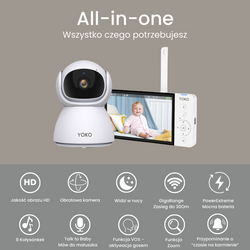 YOKO DREAM Strażnik oddechu:  Niania YOKO X5  + Monitor oddechu Babysense 8 nowej generacji (Wyrób medyczny)