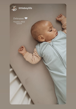Śpiworek do spania dla niemowląt | NATULINO® NATURALS | seledynowy |100% organic cotton GOTS | 24-27°C | 1-warstwowy