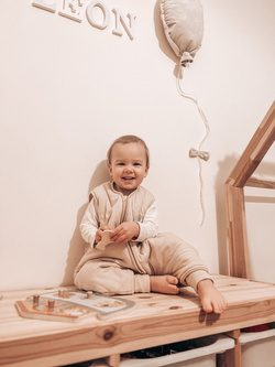 Śpiworek do spania z nogawkami | NATULINO® NATURALS LITTLE WALKERS | beżowy |100% organic cotton GOTS | 21-24°C | 2-warstwowy, nieocieplony