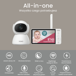 YOKO DREAM Strażnik oddechu:  Niania YOKO X5  + Monitor oddechu Babysense 8 nowej generacji (Wyrób medyczny)