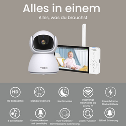 YOKO DREAM Strażnik oddechu:  Niania YOKO X5  + Monitor oddechu Babysense 8 nowej generacji (Wyrób medyczny)