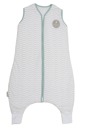 Śpiworek do spania z nogawkami | NATULINO® LITTLE WALKERS | White Waves & Seledyn | 16-20°C | 3-warstwowy, ocieplony