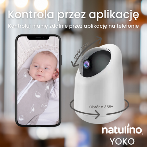 Materac Natulino PureAIR Coco (pianka - kokos) 120 x 60cm z oddychającym pokrowcem + Inteligentna niania na smartfon Natulino YOKO